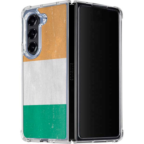 Ivory Coast Flag Distressed Galaxy Z Fold5 5G Clear Case